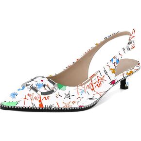 SAMMITOP Slingback Kitten Heels Women Low Heel Beaded Pumps Closed Pointd Toe Shoes Slip On Weddding Party Comfortable 1.5 Inch Dressy Sandals
