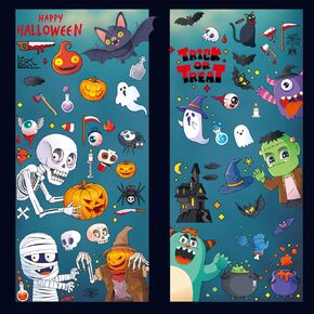 Halloween Window Clings for Glass Windows 9 Sheets Pumpkin Bats Cute Double-Sided Halloween Window Stickers Decals for Halloween Party Mirror Home Room Decoration Shop Display