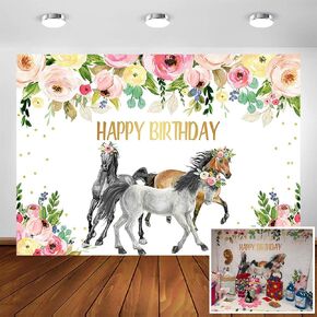 Avezano Horse Birthday Party Backdrop for Girls 7x5ft Cowgirl Western Horse Party Photography Background Decorations Banner Photo Booth Photoshoot