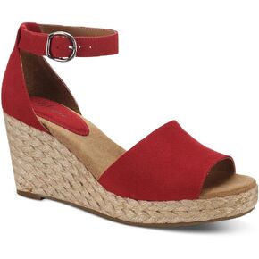 Style & Co. Womens Seleeney Faux Suede Wedge Sandals Red 6.5 Medium (B,M)