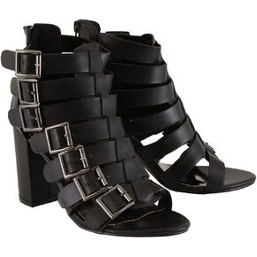 Milwaukee Leather MBL9420 Women's Black Fashion Casual Sandal with Straps and Block Heel
