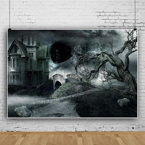 الفينيل 10x8ft خلفيات عيد الهالوين للتصوير الفوتوغرافي زخارف حفلة عيد الهالوين في الهواء الطلق قلعة مخيفة خلفية شجرة قديمة للصور شبح قبر قبر هالوين حفلة صور كشك استوديو الدعائم in Kuwait