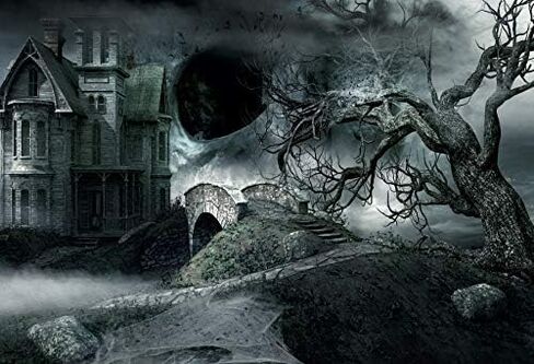 الفينيل 10x8ft خلفيات عيد الهالوين للتصوير الفوتوغرافي زخارف حفلة عيد الهالوين في الهواء الطلق قلعة مخيفة خلفية شجرة قديمة للصور شبح قبر قبر هالوين حفلة صور كشك استوديو الدعائم in Kuwait