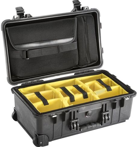 حقيبة استوديو Pelican 1510SC من البولي كربونات، باللون الأسود مع فواصل إسفنجية صفراء مبطنة in Saudi Arabia
