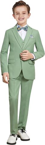 Plavict Boys' Suits Slim Fit 5 Pcs, Adjustable Waist, Boys Formal Suit Kids Black Suit in Saudi Arabia