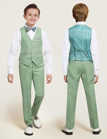 Plavict Boys' Suits Slim Fit 5 Pcs, Adjustable Waist, Boys Formal Suit Kids Black Suit in Saudi Arabia