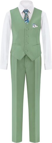 Plavict Boys' Suits Slim Fit 5 Pcs, Adjustable Waist, Boys Formal Suit Kids Black Suit in Saudi Arabia