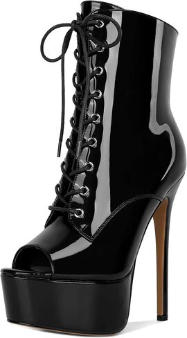 YODEKS Women Ankle Boots Platform Stiletto Heel Boots Peep Toe Booties Side Zipper 6'' Sexy Boots For Club Dance Size 6-12 in Saudi Arabia