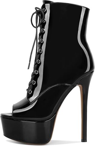 YODEKS Women Ankle Boots Platform Stiletto Heel Boots Peep Toe Booties Side Zipper 6'' Sexy Boots For Club Dance Size 6-12 in Saudi Arabia