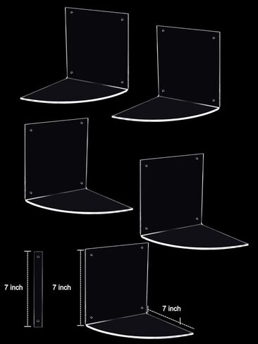 3 Tier Acrylic Corner Shelf Floating Wall Mount Clear Storage Organizer with Transparent Reflective Glass Sheet Books Cosmetic Makeup Jewlery Perfume Photo Living Room Bathroom Kitchen Office in Saudi Arabia
