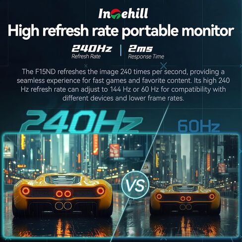 Intehill Portable Monitor Touchscreen, 4k Anti-Glare 13.4" 3840*2400 IGZO Portable Computer Monitor, 10-Point Multi-Touch, HDR, sRGB 100%, Built-In Speakers,Dual Usb-C HDMI For Laptop Mac Phone Ps5. in Saudi Arabia