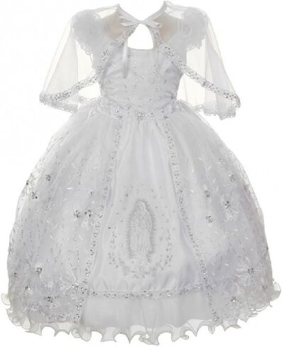 BluNight Collection Virgin Mary Embroidery Off Shoulder Baby Infant Girl Baptism Christening Dress in Saudi Arabia