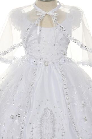 BluNight Collection Virgin Mary Embroidery Off Shoulder Baby Infant Girl Baptism Christening Dress in Saudi Arabia