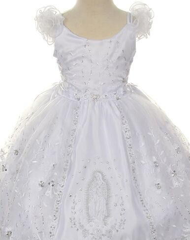 BluNight Collection Virgin Mary Embroidery Off Shoulder Baby Infant Girl Baptism Christening Dress in Saudi Arabia