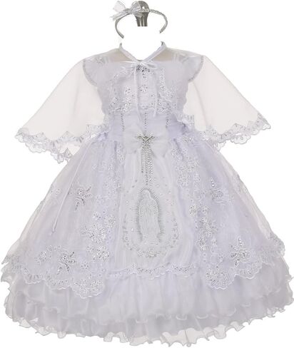BluNight Collection Virgin Mary Embroidery Off Shoulder Baby Infant Girl Baptism Christening Dress in Saudi Arabia