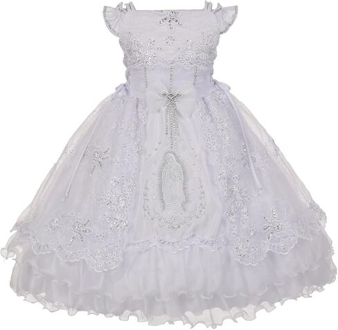 BluNight Collection Virgin Mary Embroidery Off Shoulder Baby Infant Girl Baptism Christening Dress in Saudi Arabia