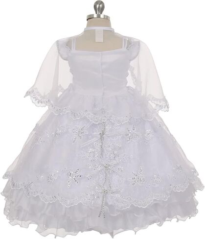 BluNight Collection Virgin Mary Embroidery Off Shoulder Baby Infant Girl Baptism Christening Dress in Saudi Arabia