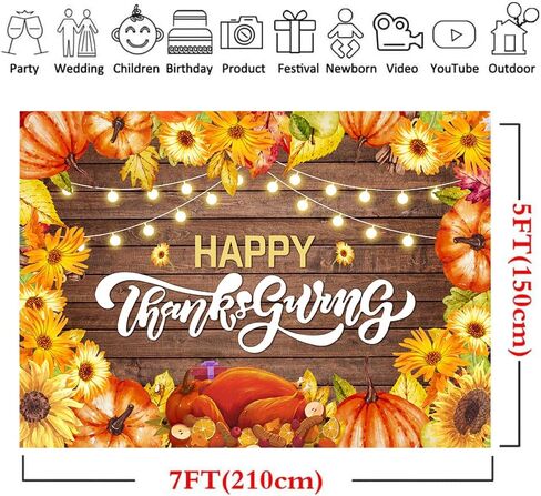 Fall Thanksgiving Backdrop Thanksgiving Photography Backdrop Wood Thanksgiving Party Background Thanksgiving Photo Backdrop Banner cp-530(6X4ft) in Saudi Arabia