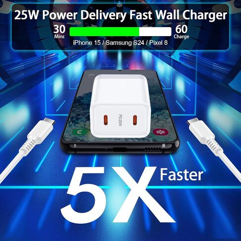 Fast Samsung Charger Block USB C 25W Dual Port Android Charger Type C Phone Wall Plug for Galaxy A35 A15 5G A25 S24 Ultra,Z Fold 6 Flip 6,S23 A14,Motorola Razr 2024 Razr+ Edge Moto G Stylus 5G Power in Saudi Arabia
