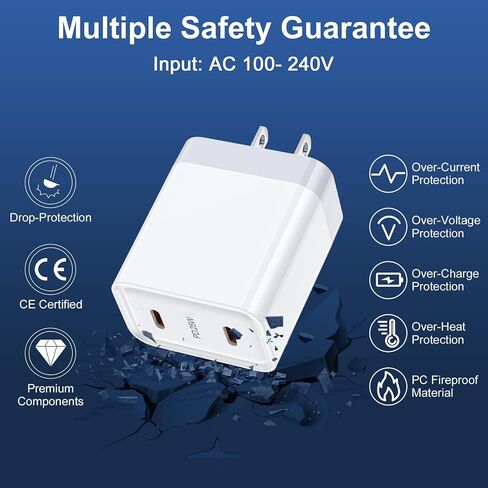 Fast Samsung Charger Block USB C 25W Dual Port Android Charger Type C Phone Wall Plug for Galaxy A35 A15 5G A25 S24 Ultra,Z Fold 6 Flip 6,S23 A14,Motorola Razr 2024 Razr+ Edge Moto G Stylus 5G Power in Saudi Arabia