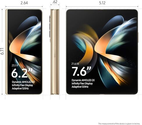 SAMSUNG Galaxy Z Fold 4 Cell Phone, Factory Unlocked Android Smartphone, 512GB, Flex Mode, Hands Free Video, Multi Window View, Foldable Display, S Pen Compatible, US Version, 2022, Beige in Saudi Arabia