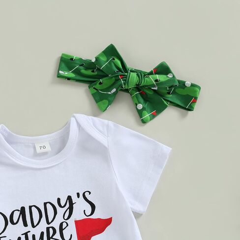 Newborn Baby Golf Outfit Girl Boy Daddy's Future Golfing Buddy Funny Romper T-shirt Golf Pants 3Pcs Fall Clothes Set in Kuwait