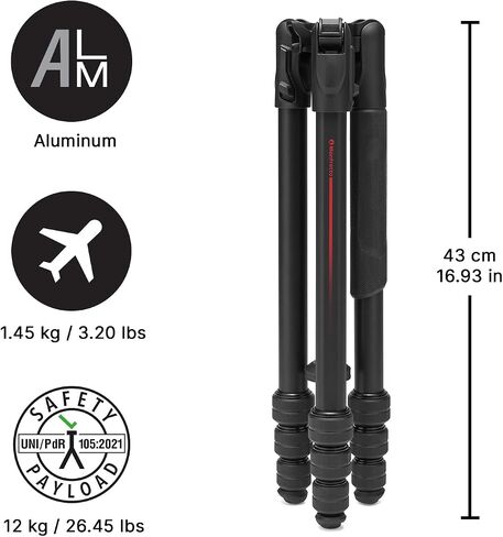 Manfrotto Befree GT PRO Tripod Legs, Professional Travel Tripod, Aluminium Camera and Video Tripod, Twist Lock, Compact and Portable, for DSLR, Mirrorless, Camera Accessories, Photo and Video Heads in Saudi Arabia