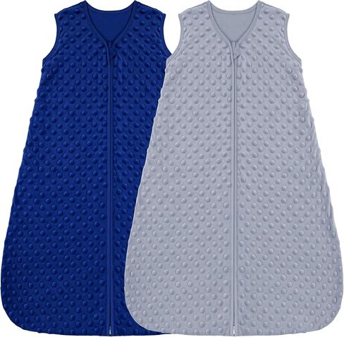 Baby Sleep Sack 6-12 Months, 1.5 TOG Cotton Baby Wearable Blanket with Soft Plush Dots, 2 Pack Newborn and Infant Sleeping Sack with 2-Way Zipper Blue&Grey in Saudi Arabia