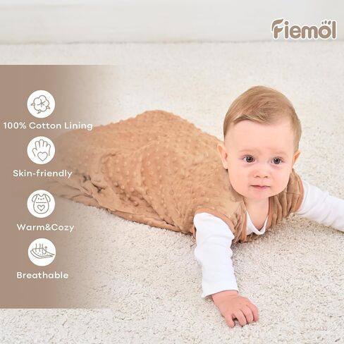 Baby Sleep Sack 6-12 Months, 1.5 TOG Cotton Baby Wearable Blanket with Soft Plush Dots, 2 Pack Newborn and Infant Sleeping Sack with 2-Way Zipper Blue&Grey in Saudi Arabia