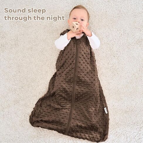 Baby Sleep Sack 6-12 Months, 1.5 TOG Cotton Baby Wearable Blanket with Soft Plush Dots, 2 Pack Newborn and Infant Sleeping Sack with 2-Way Zipper Blue&Grey in Saudi Arabia