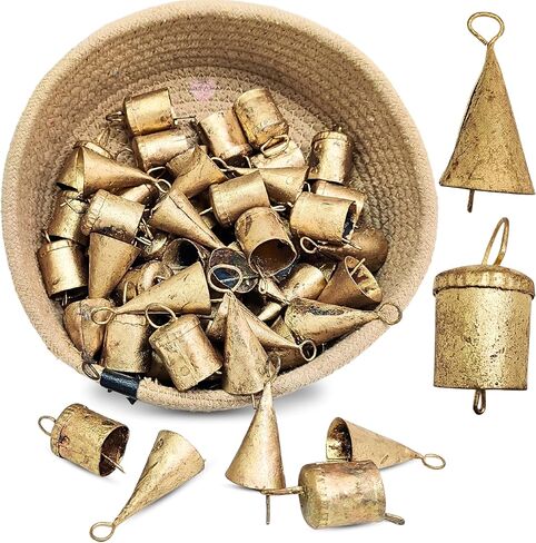 Heritage Brass Cone Bells - 1.5-Inch Handcrafted Bells for Halloween, Seasonal, Holiday, and Home Décor - Set of 20 Vintage Decorative Bells with Classic Rustic Look in Kuwait