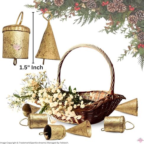 Heritage Brass Cone Bells - 1.5-Inch Handcrafted Bells for Halloween, Seasonal, Holiday, and Home Décor - Set of 20 Vintage Decorative Bells with Classic Rustic Look in Kuwait