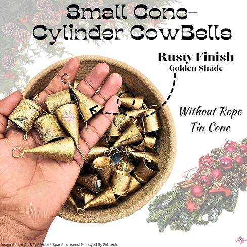 Heritage Brass Cone Bells - 1.5-Inch Handcrafted Bells for Halloween, Seasonal, Holiday, and Home Décor - Set of 20 Vintage Decorative Bells with Classic Rustic Look in Kuwait