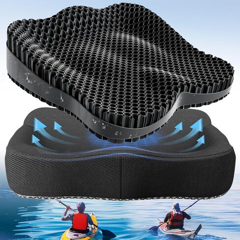 Kayak Seat Cushion Anti-Slip, Thicken Waterproof Kayak Gel Boat Seat Cushion Kayak Paddling Seat Pad for Sit in Boat Kayak Accessories Cushion Pad for All Kayak Fishing Canoe Rowing Stadium in Saudi Arabia