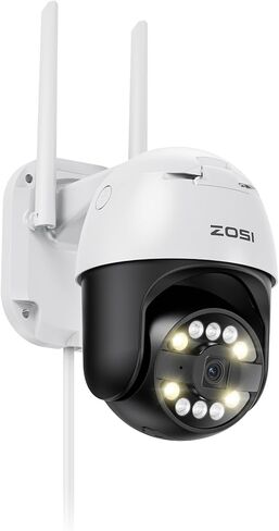 كاميرا ZOSI C296 Plug-in 8MP 4K السلكية واي فاي PT في الهواء الطلق مع كشف وجه السيارة لشخص AI، وكاميرا لاسلكية قابلة للإمالة مع رؤية ليلية ملونة بضوء النجوم، ومحادثة ثنائية الاتجاه، وتنبيه صفارة الإنذار، وتخزين بطاقة SD in Saudi Arabia