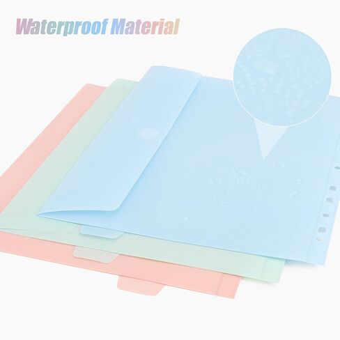 Uquelic 3 Ring Binder with 12 Binder Pocket Folders, Letter Size, Color Binder Pouch for Important Paper Files, Documents, Photos, Letters, Cards (Clear) in Kuwait