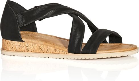 AVENUE Women's Cloudwalkers Wide FIT Wedge PAM Strappy Sandal, Black, 10 in Saudi Arabia
