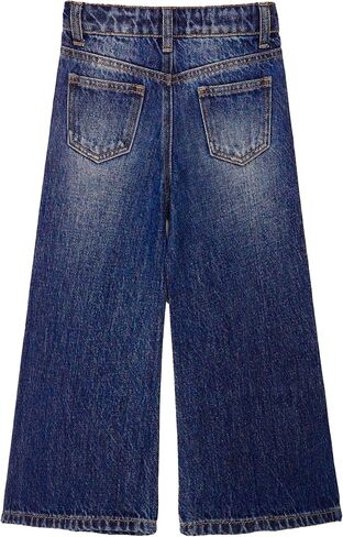 KIDSCOOL SPACE Girls' Wide-Leg Jeans,3 Buttons Front Elastic Band InsideSimple Design Flared Denim Pants in Saudi Arabia