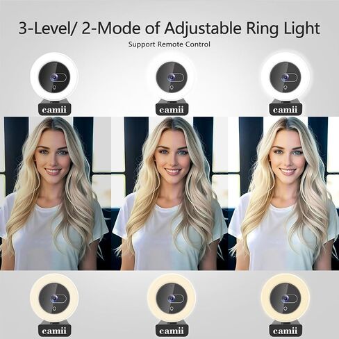 Camii 2K Webcam, Webcam for PC with HD Ring Light and Privacy Cover, Noise-Canceling Microphone, Auto-Focus, 2K 30FPS Streaming Camera USB Plug-n-Play for PC/Laptop/Teams/Zoom Skype/Google Meet in Saudi Arabia