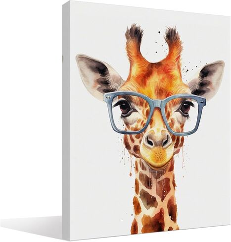 OXW Kids Room Decor Canvas Wall Art, Giraffe Nursery Classroom Decorations, Colorful Animal Painting Prints, Giraffe Artwork Decor for Kids Toddler Baby Room Living Room Bedroom Home, 11x14 Inch in Saudi Arabia