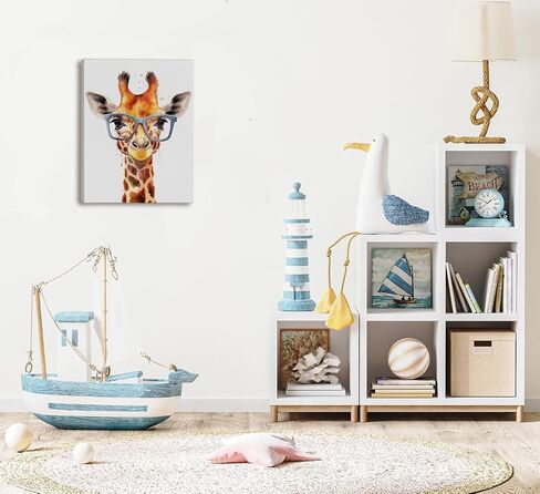 OXW Kids Room Decor Canvas Wall Art, Giraffe Nursery Classroom Decorations, Colorful Animal Painting Prints, Giraffe Artwork Decor for Kids Toddler Baby Room Living Room Bedroom Home, 11x14 Inch in Saudi Arabia