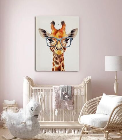 OXW Kids Room Decor Canvas Wall Art, Giraffe Nursery Classroom Decorations, Colorful Animal Painting Prints, Giraffe Artwork Decor for Kids Toddler Baby Room Living Room Bedroom Home, 11x14 Inch in Saudi Arabia