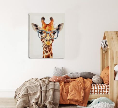 OXW Kids Room Decor Canvas Wall Art, Giraffe Nursery Classroom Decorations, Colorful Animal Painting Prints, Giraffe Artwork Decor for Kids Toddler Baby Room Living Room Bedroom Home, 11x14 Inch in Saudi Arabia
