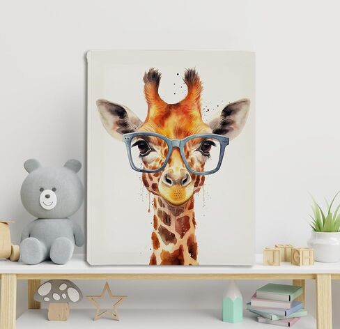 OXW Kids Room Decor Canvas Wall Art, Giraffe Nursery Classroom Decorations, Colorful Animal Painting Prints, Giraffe Artwork Decor for Kids Toddler Baby Room Living Room Bedroom Home, 11x14 Inch in Saudi Arabia