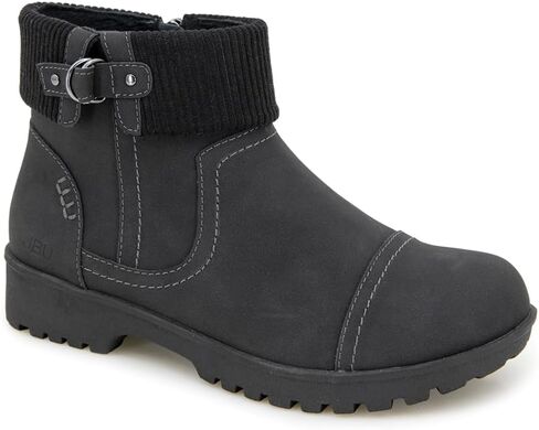 JBU Womens Karissa Encore Round Toe Chelsea Casual Boots Ankle Low Heel 1-2" - Black in Saudi Arabia