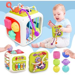 booko Activity Cube 7in1 – Montessori Toy for 1-2 Year Old Babies – Busy Cube Early Development Sensory Toy for Toddler Age – Birthday Gift for Boys & Girls 6-12-18 Months
