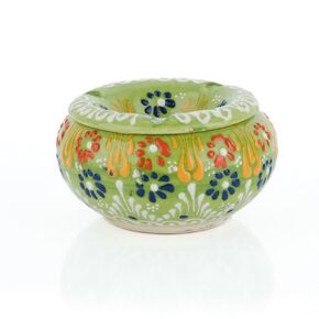 Decorative Ceramic Jar-Colorful Decorative Jar with Lid-Handmade Small Decorative Jar-Windproof Unique Jars-Turkish Home Decor (Turquoise)