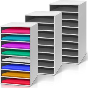 Fuutreo 3 Pcs Paper Organizer 8 Slots Literature Organizers Desk Vertical Mail Storage Craft Paper Storage for Office Home Classroom Mails Books Files Box(Black)