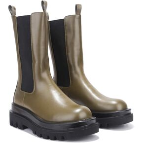 Cape Robbin Vegas Chelsea Boots for Women, Womens Mid Calf Booties with Chunky Block Heels