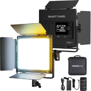 SPL210B Bi Color LED Video Light with APP Control, 3200K-5600K, CRI TLCI 96+, Dimmable Photography Studio Lighting with U Bracket, Barndoor and Carrying case, for Photography/Video/Stream